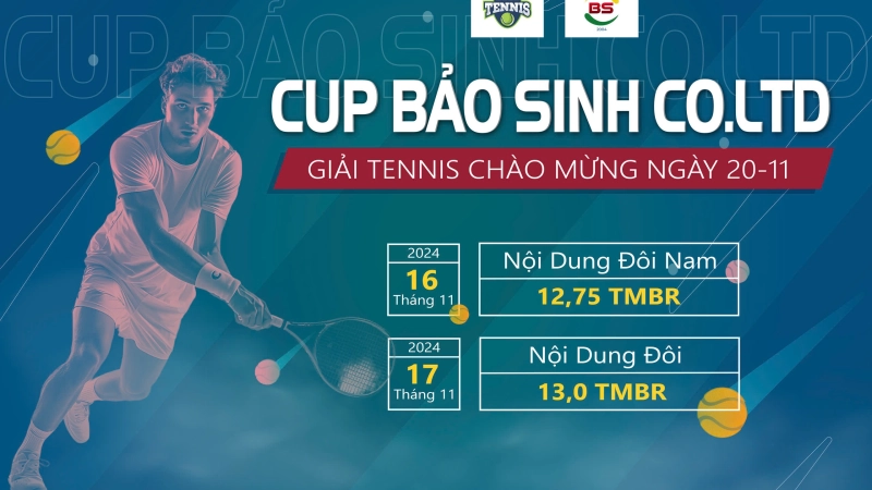 GIẢI TENNIS CHÀO MỪNG NGÀY 20/11 TRANH CUP BẢO SINH CO.LTD NỘI DUNG ĐÔI NAM 12,75 TMBR