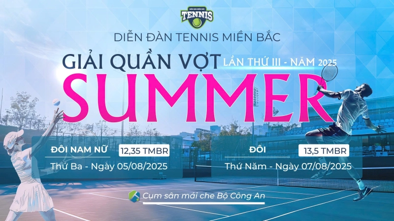 GIẢI QUẦN VỢT SUMMER LẦN THỨ III NĂM 2025   NỘI DUNG ĐÔI NAM NỮ 12,35 TMBR  Thứ Ba Ngày 05/08/2025