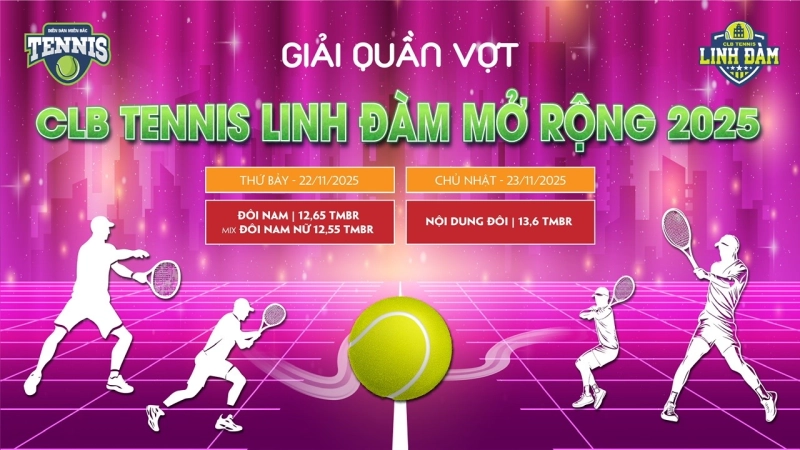 GIẢI QUẦN VỢT CLB LINH ĐÀM MỞ RỘNG NĂM 2025 NỘI DUNG ĐÔI 13,6 TMBR Chủ Nhật Ngày 23/11/2025