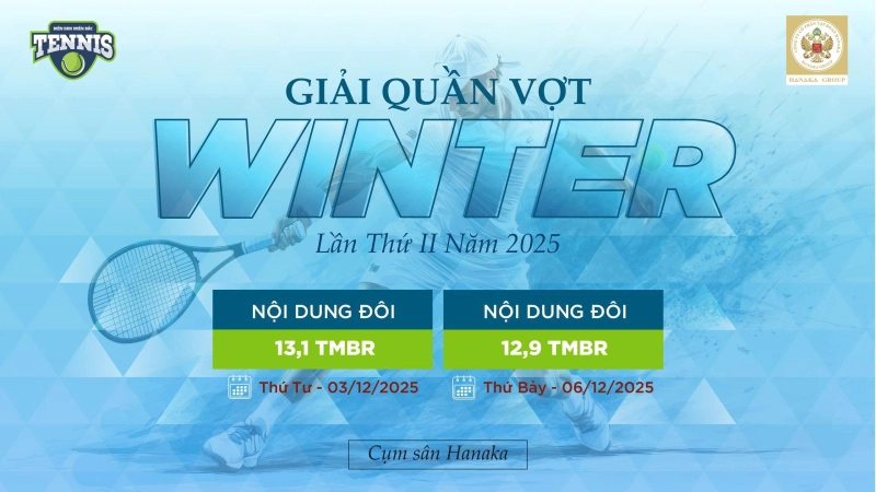 GIẢI QUẦN VỢT WINTER LẦN THỨ II NĂM 2025 NỘI DUNG ĐÔI 12,9 TMBR Thứ Bảy Ngày 06/12/2025