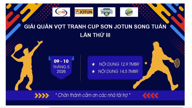 GIẢI QUẦN VỢT TRANH CUP SƠN JOTUN SONG TUẤN LẦN THỨ III NỘI DUNG ĐÔI 14,5 TMBR Hải Phòng Chủ Nhật Ngày 10/05/2026