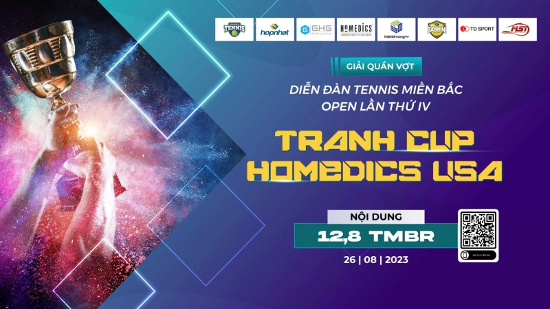 Giải Quần Vợt Diễn Đàn Tennis Miền Bắc Open Lần Thứ IV Tranh Cup Homedics USA Nội Dung 12,8 TMBR