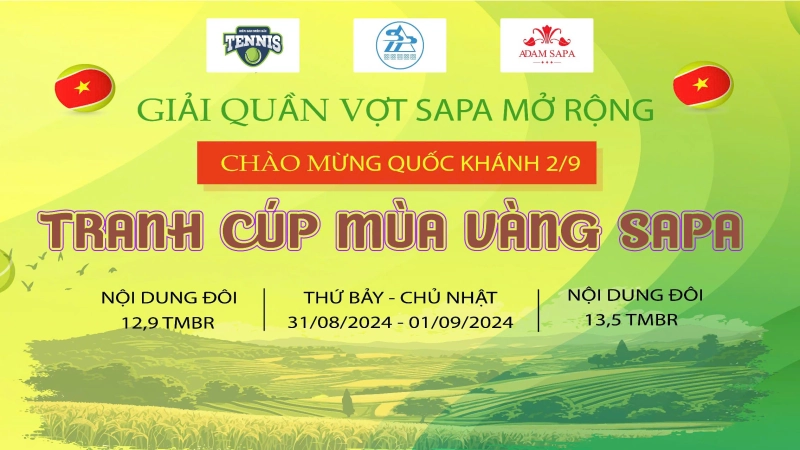 Giải Quần Vợt Sapa Mở Rộng Chào Mừng Quốc Khánh 2/9 Tranh Cup Mùa Vàng Sapa Nội Dung Đôi 12,9 TMBR